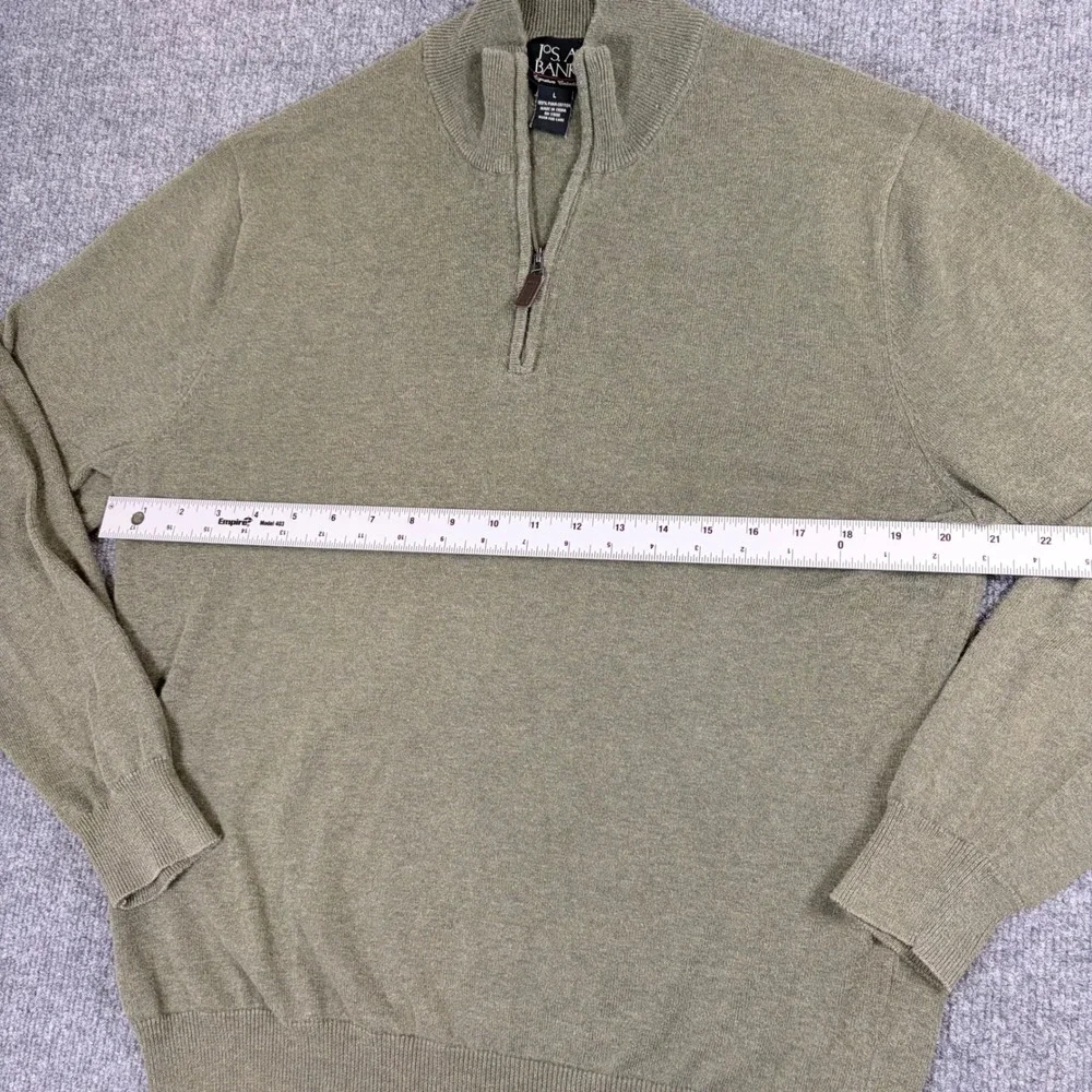 Jos A Bank Signature Collection Mens Large Sage Green 100% Pima‎ Cotton 1/4 Zip